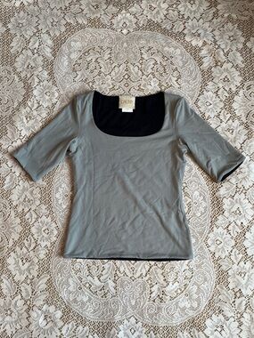 Cache Gold Label Scoop Neck Top, Grey/Black, Size M
